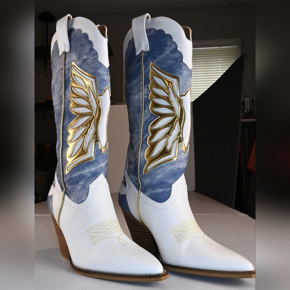 ARiderGirl Eagle Wing Lady's Size 6 Mid-Calf Boots Stacked Leather Heel Western. - Picture 2 of 16